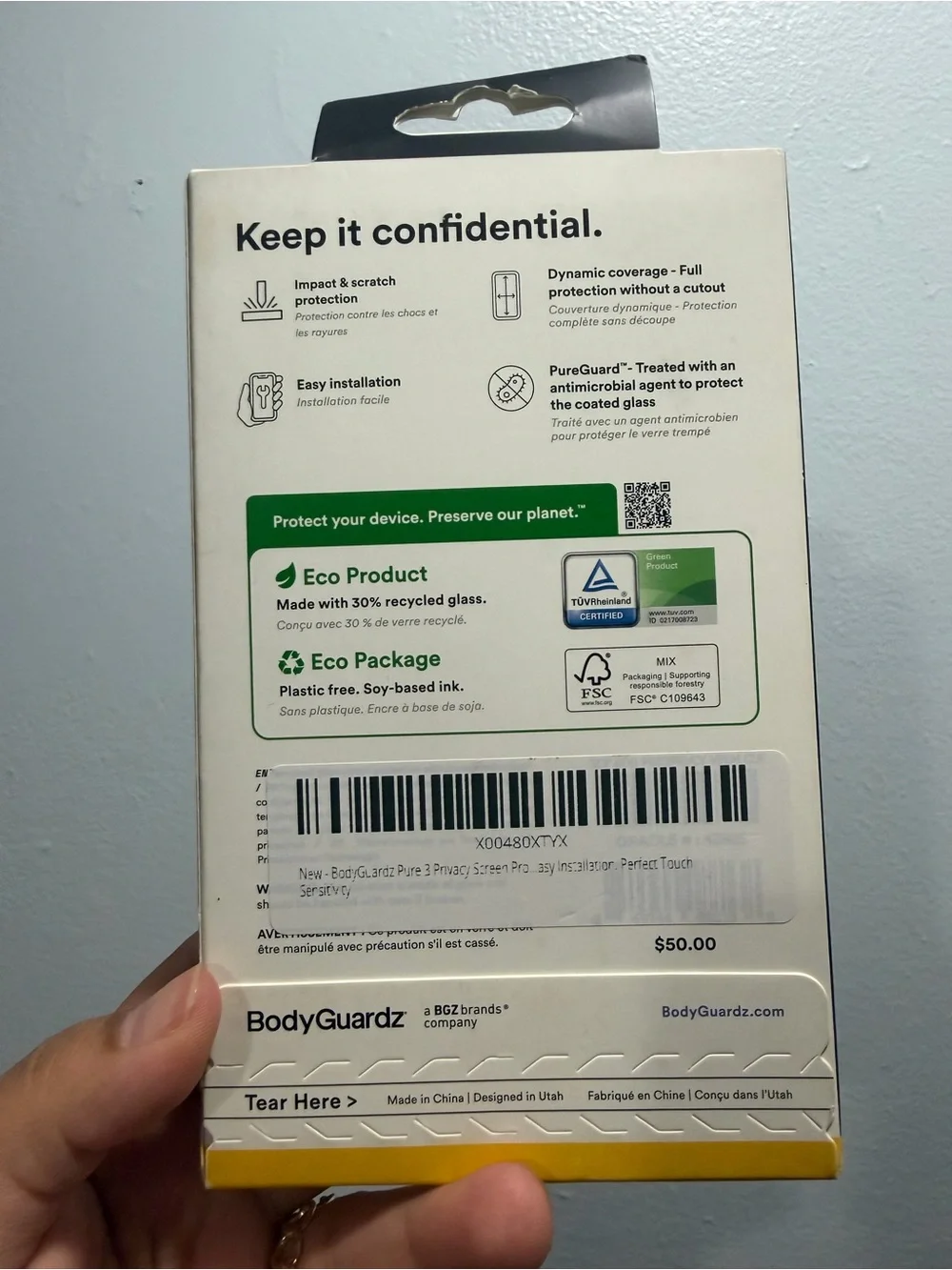 BodyGuardz Privacy Screen Protector for iPhone 15 / 16 Pro -